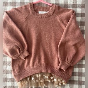 Zara Oversized sweater with lace floral trim GUC